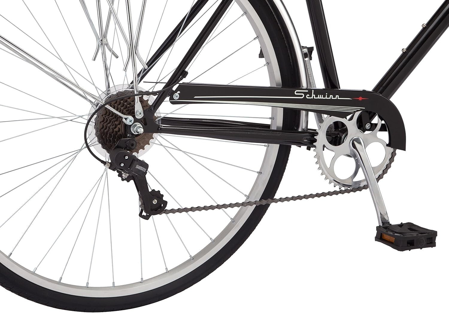 7-Speed Unisex Hybrid Bike with Retro Steel Frame and Cargo Rack for Easy Riding