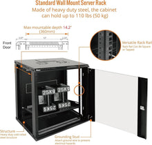 Load image into Gallery viewer, Versatile 12U Wall Mount Server Cabinet with Cooling Fan - Ideal for A/V Devices