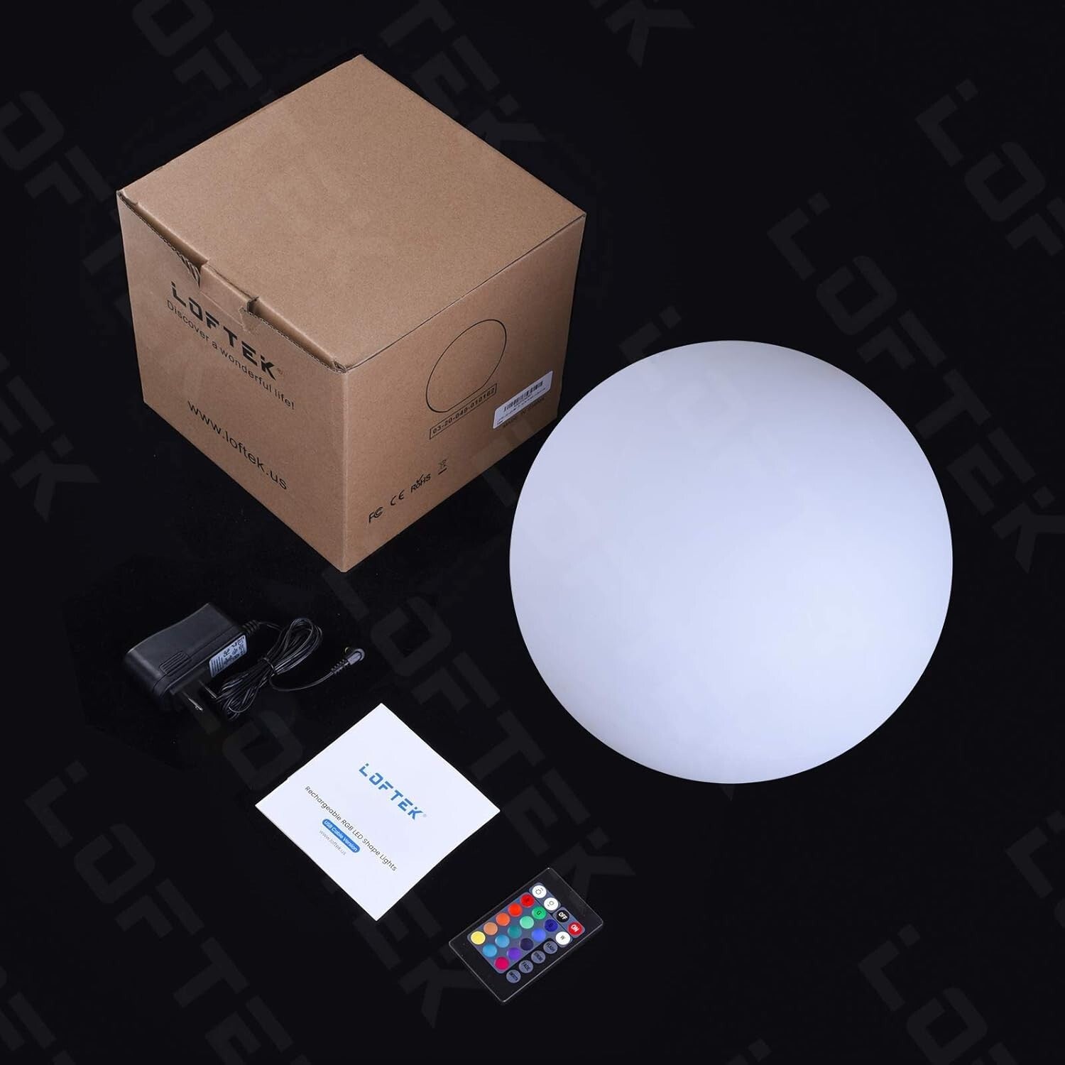 Art Deco 12-Inch Cordless Dimmable LED Light Ball - Perfect for Pools & Parties