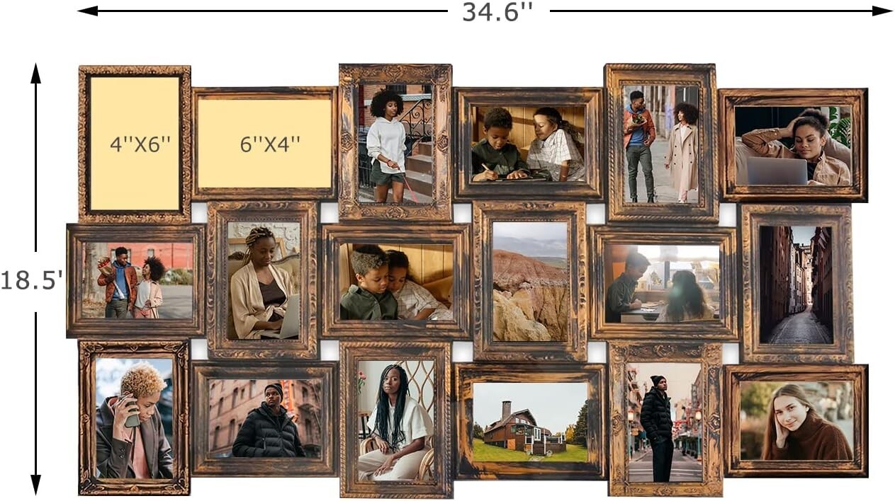 Gallery Wall 18-Picture Frame Set in Gold – Ideal for Living Room & Bedroom