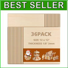 Load image into Gallery viewer, Premium 36 Pack Unfinished Basswood Sheets - Ideal for Carving &amp; Making Models
