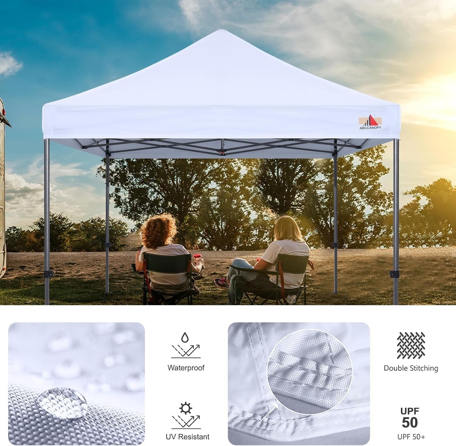 Durable 10x10 White Canopy Cover - 500D UV Resistant Material with Weight Bags