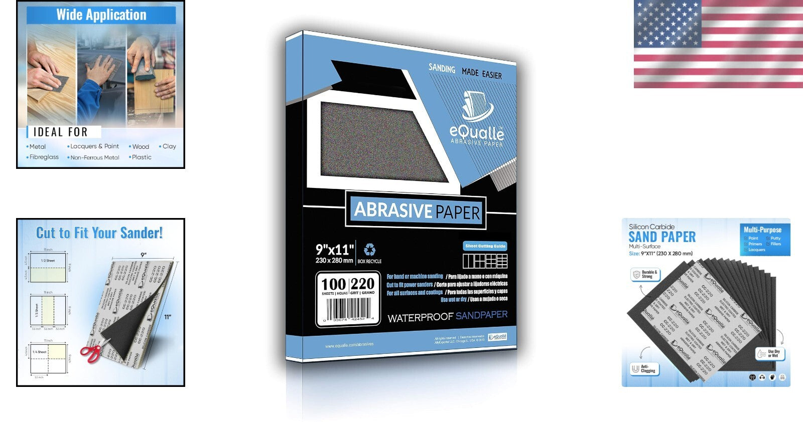 Durable 220 Grit Sandpaper - 100 Sheet Pack for Effortless Surface Preparation