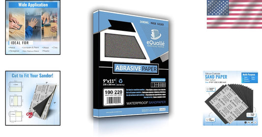 Durable 220 Grit Sandpaper - 100 Sheet Pack for Effortless Surface Preparation