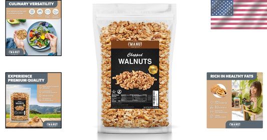 Natural Raw Chopped Walnuts 64oz - Bulk Quality, Gluten-Free, Resealable Pouch