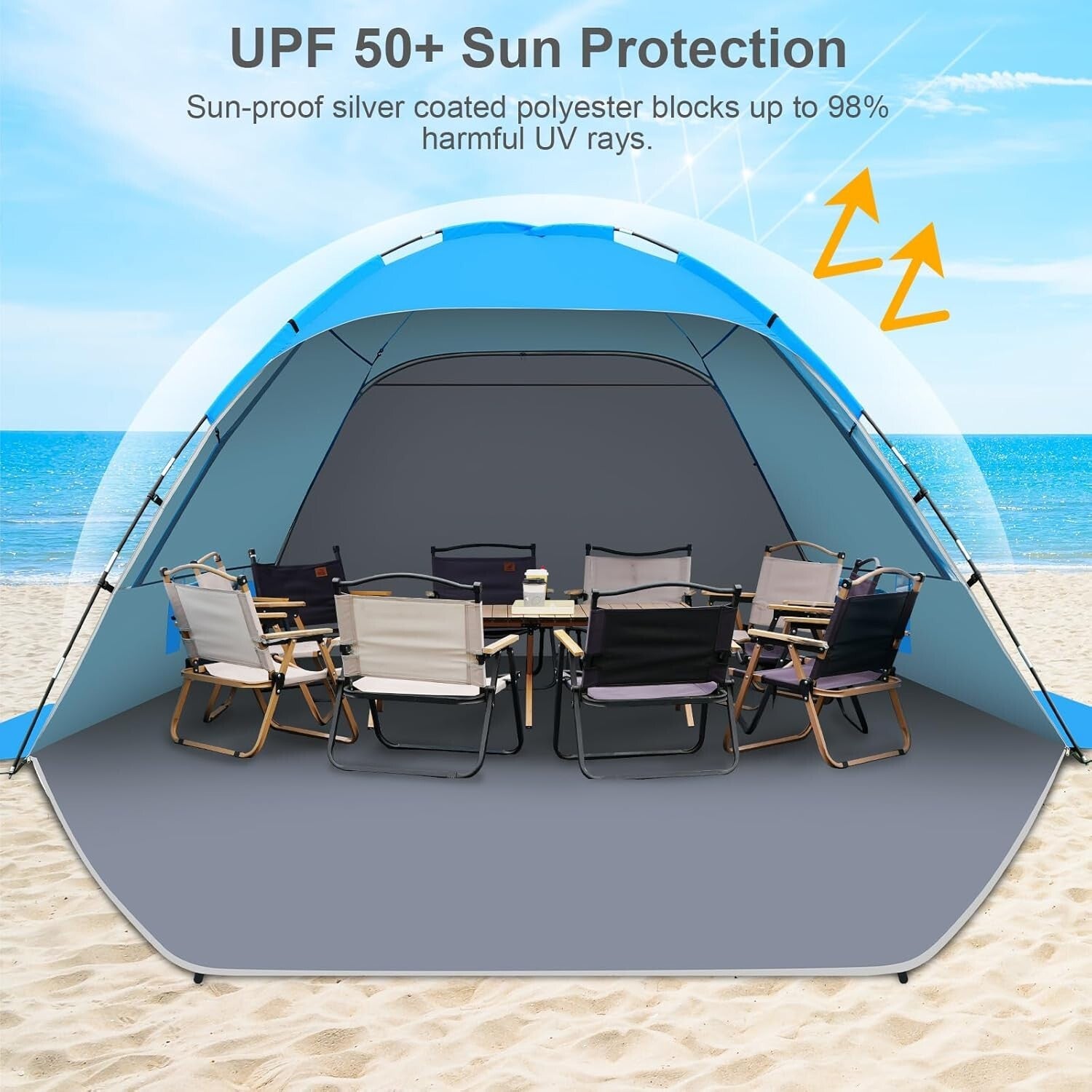 10-Person Portable Beach Tent with UV Protection & Easy Setup - Family Essential
