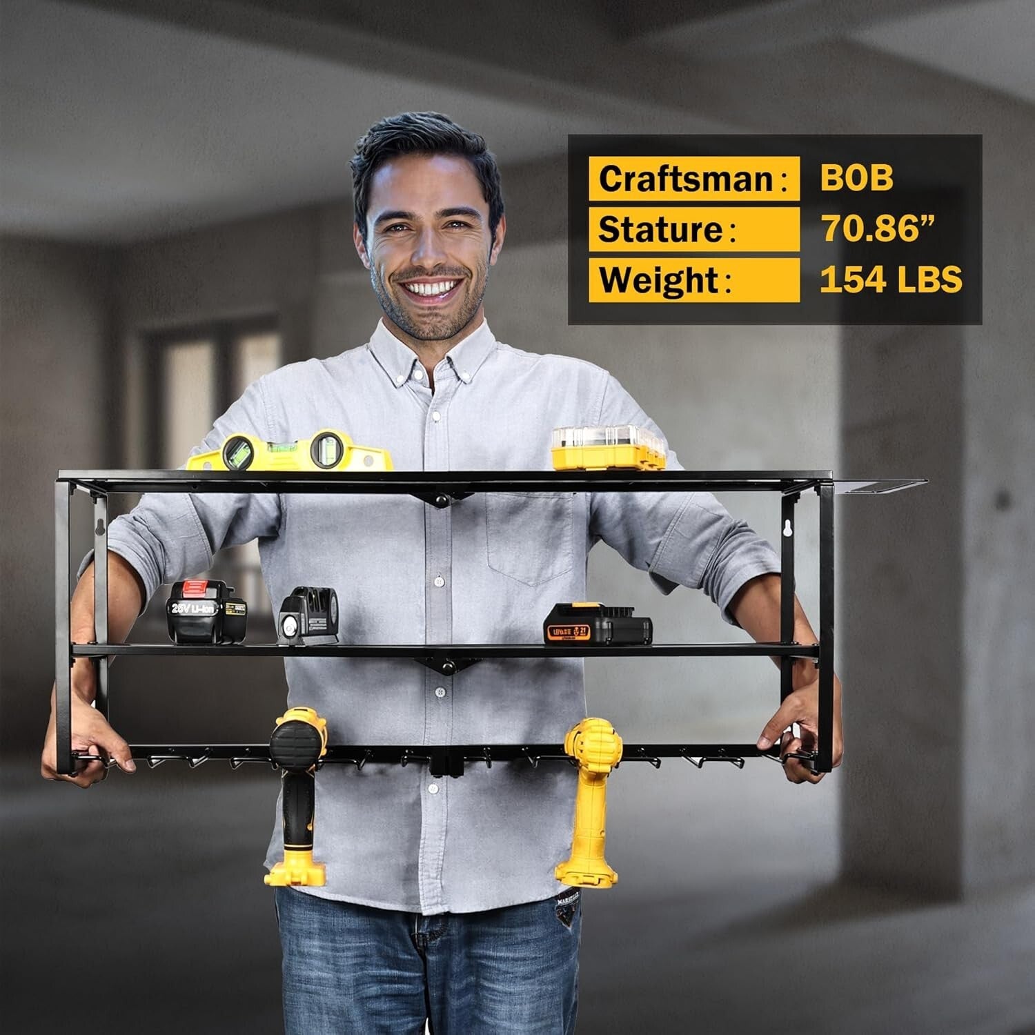 3-Layer Tool Storage Shelf with Detachable Power Strip - Ideal for Garage Space