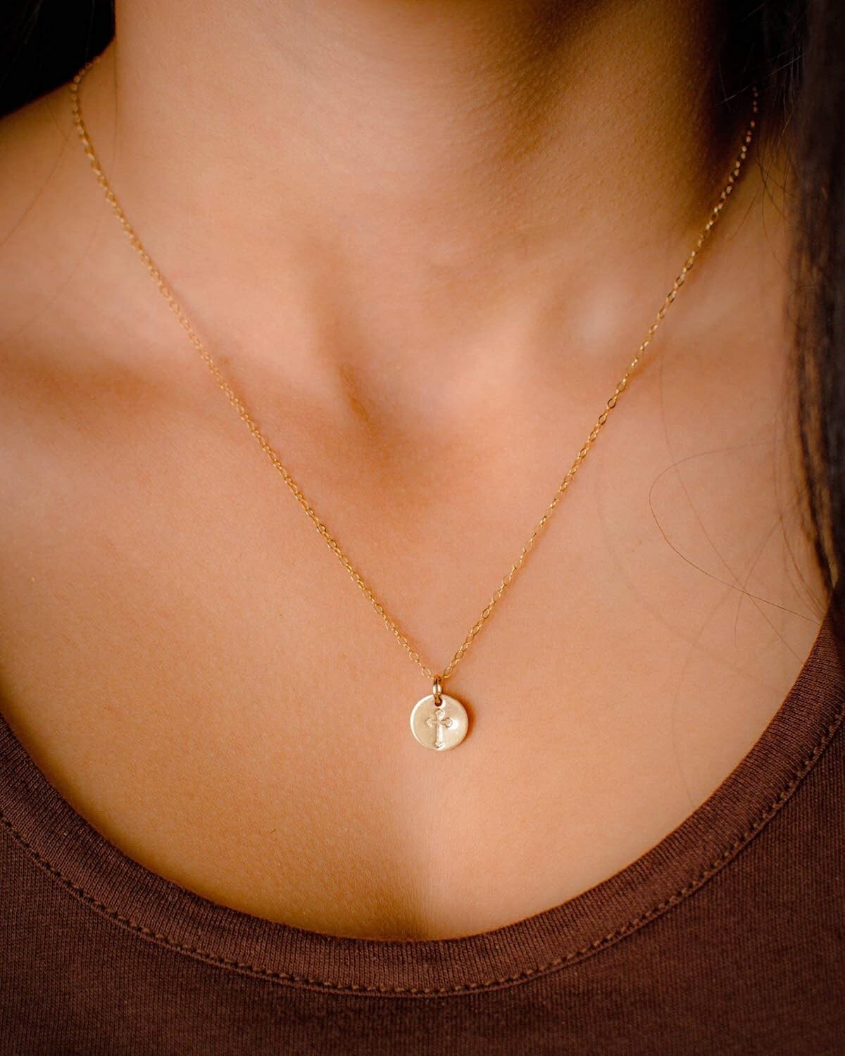 Timeless 14k Gold Filled Cross Necklace - Ideal for Women’s First Communion