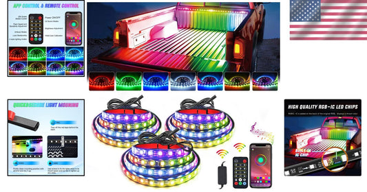 Flexible LED Truck Bed Light Strip - 60inch RGBIC with Music Sync & Mounting Kit