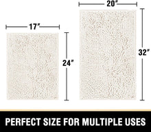 Load image into Gallery viewer, Luxury Chenille Bath Mats Set - Non-Slip Extra Soft &amp; Absorbent Ivory Rugs