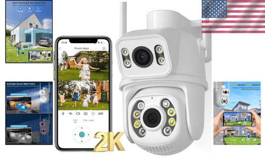 6MP Dual Lens Outdoor Security Camera - Color Night Vision & Alexa Compatible