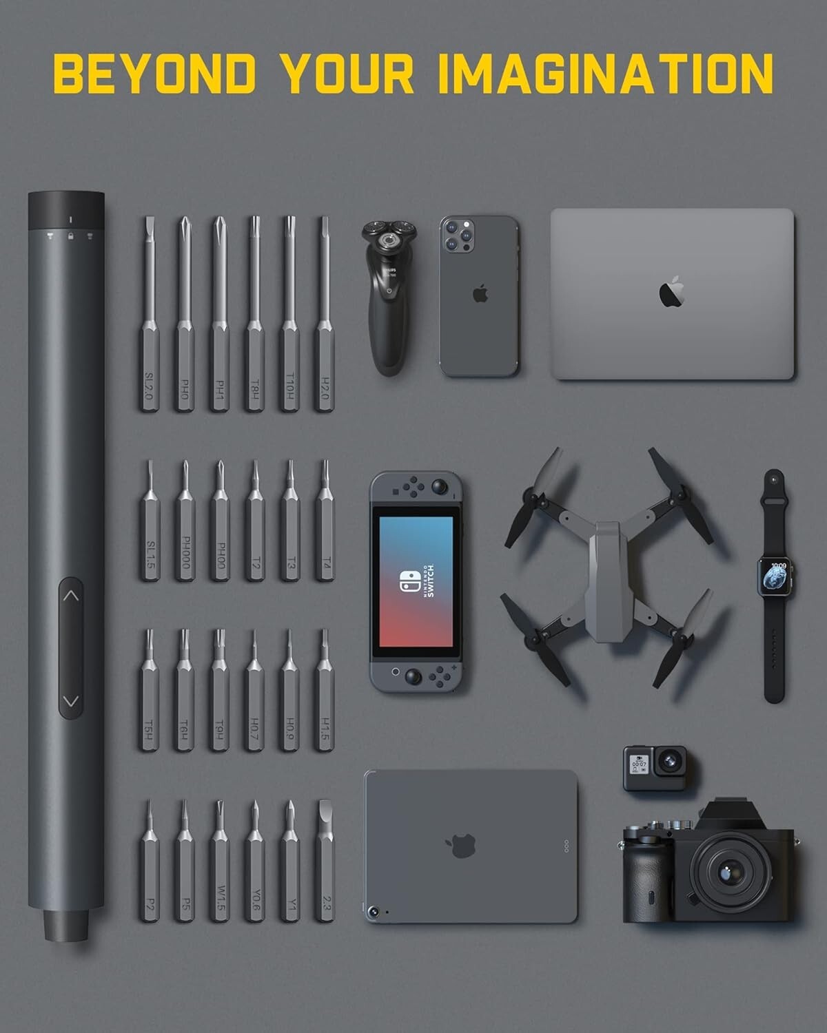 3.7V Mini Electric Screwdriver Set with 24 Magnetic Bits - Precision Repair Tool