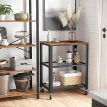 Load image into Gallery viewer, BRYCE 3-Tier Kitchen Utility Cart on Wheels - Rustic Brown and Black Elegance