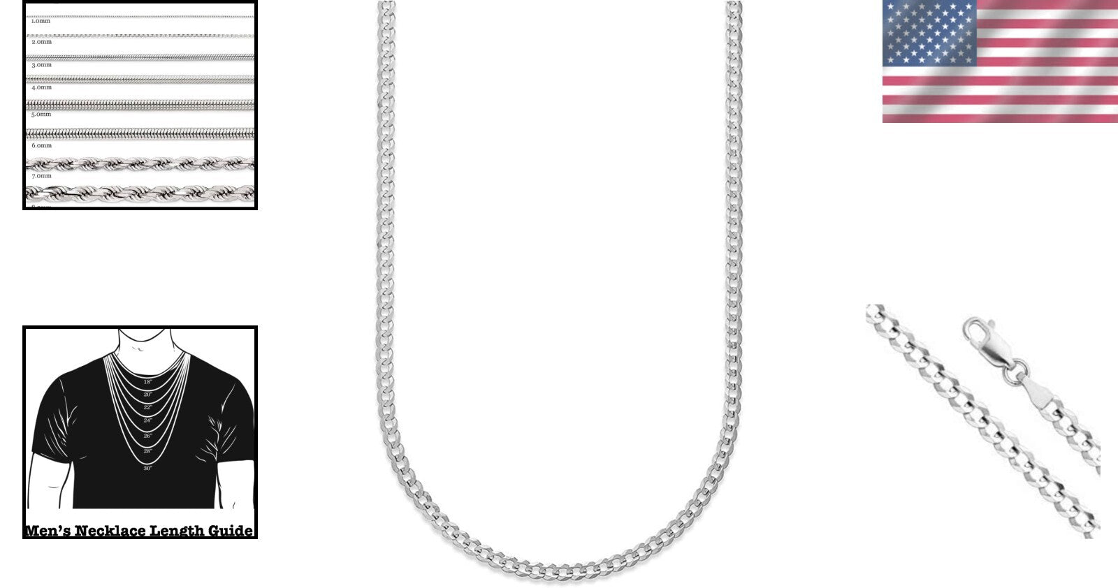 Elegant Sterling Silver Rope Chain - 1mm to 3mm - Choose Your Style & Length