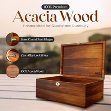 Load image into Gallery viewer, Decorative Lockable Memory Box - Solid Walnut Finish, 6L Storage Volume