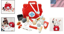 Load image into Gallery viewer, Vintage Style Kids Doctor's Bag with Wooden Medical Tools - Perfect for Playtime