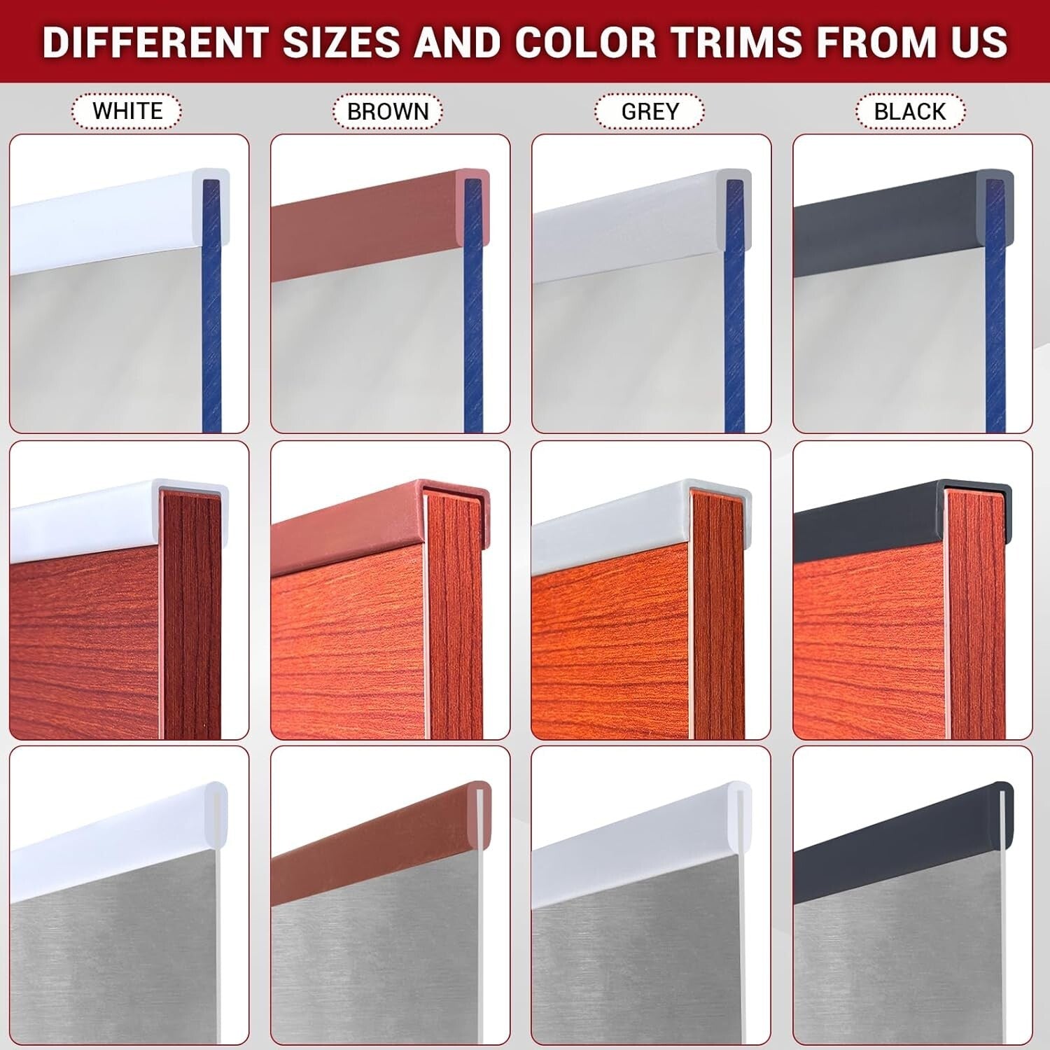 EPDM Rubber 1" Edge Trim - Easy Install Decorative Trim for Cabinets & Desks