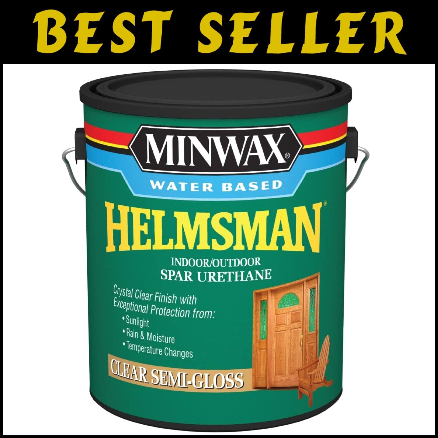 Protective Semi-Gloss Water-Based Spar Urethane, 1 Gallon, Covers 500 sq. ft.