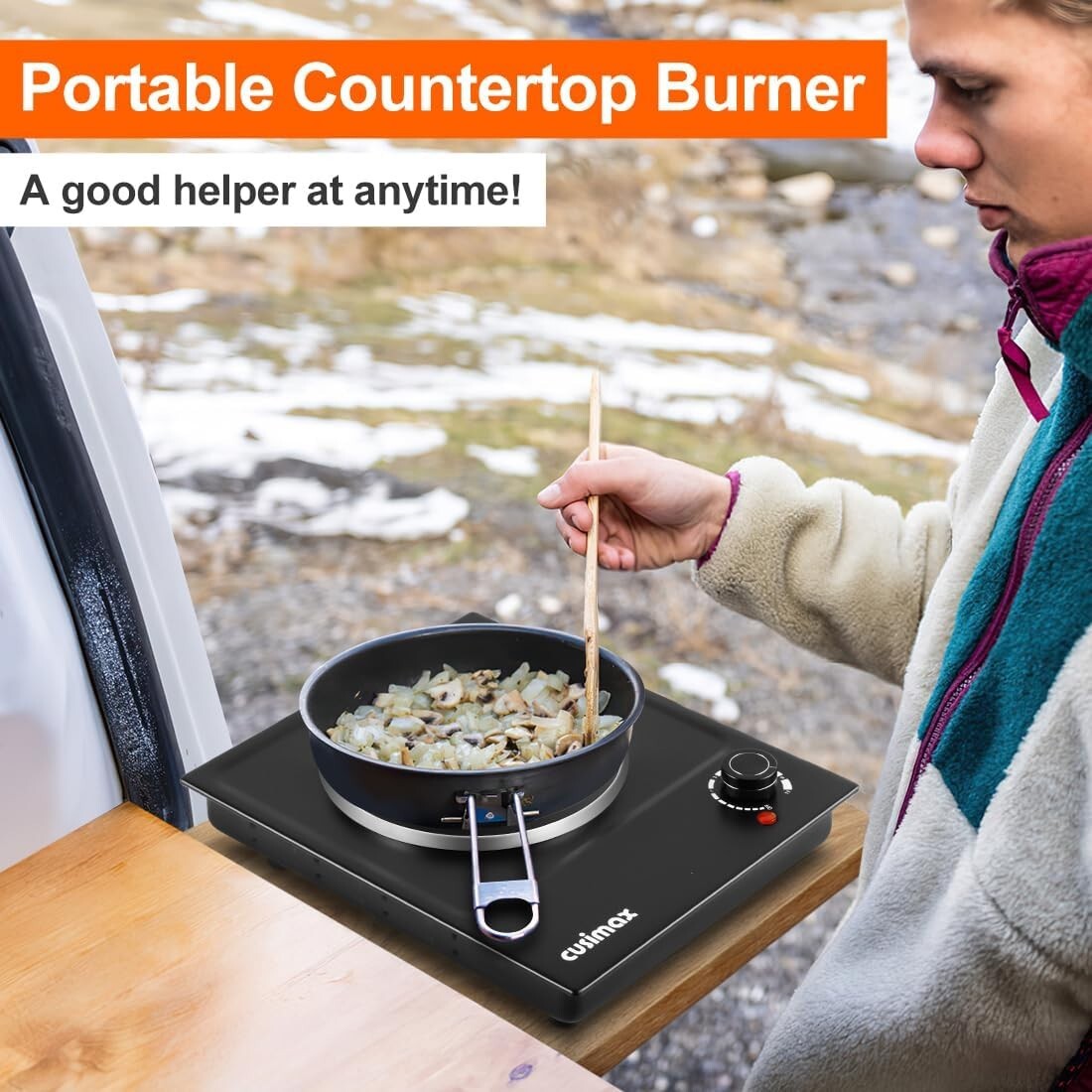Single Burner Hot Plate with Adjustable Temperature - Ideal for Small Kitchens