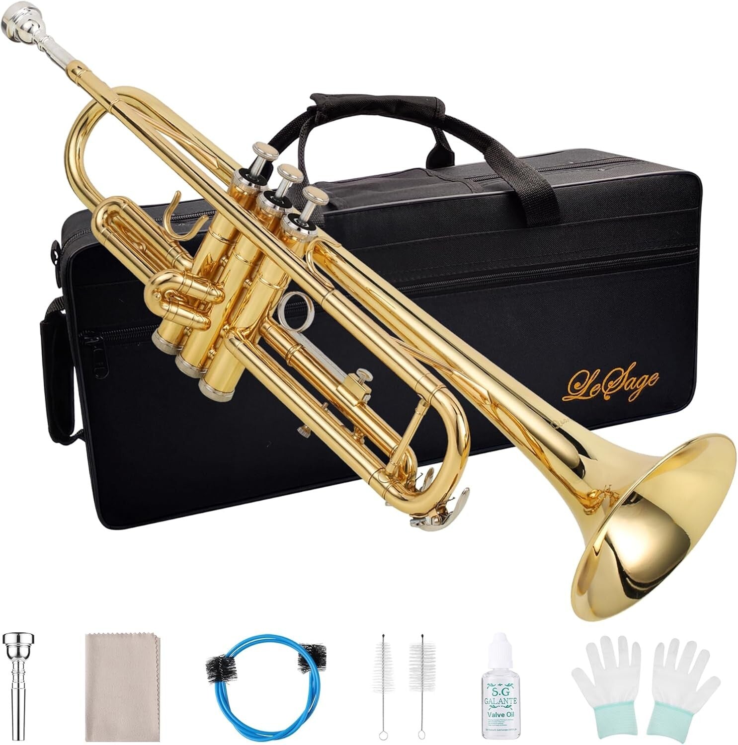 Lightweight Gold Bb Trumpet with 7C Mouthpiece - Ideal for Music Students