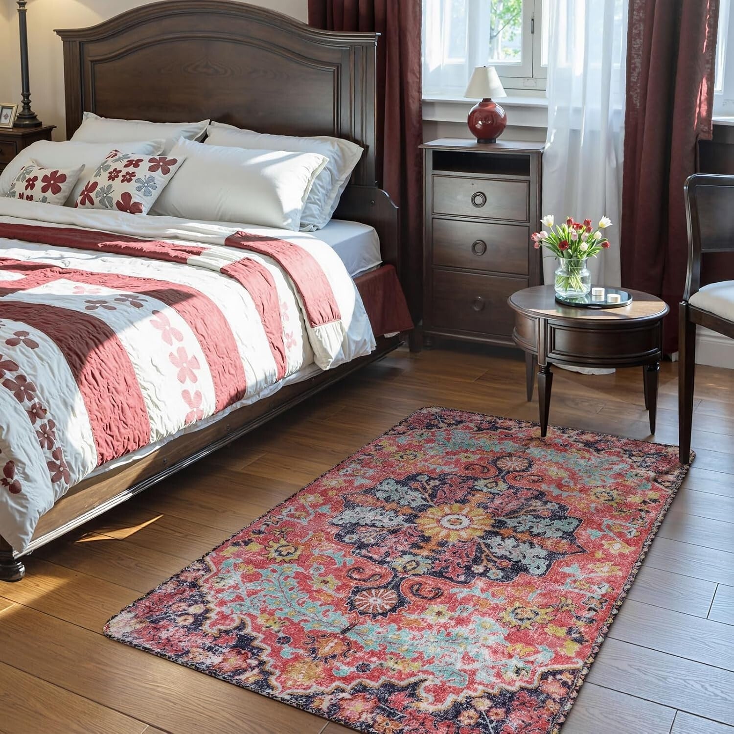 Stylish 3'x5' Fuchsia Non-Slip Rug - Ideal for Entrances & High Traffic Areas