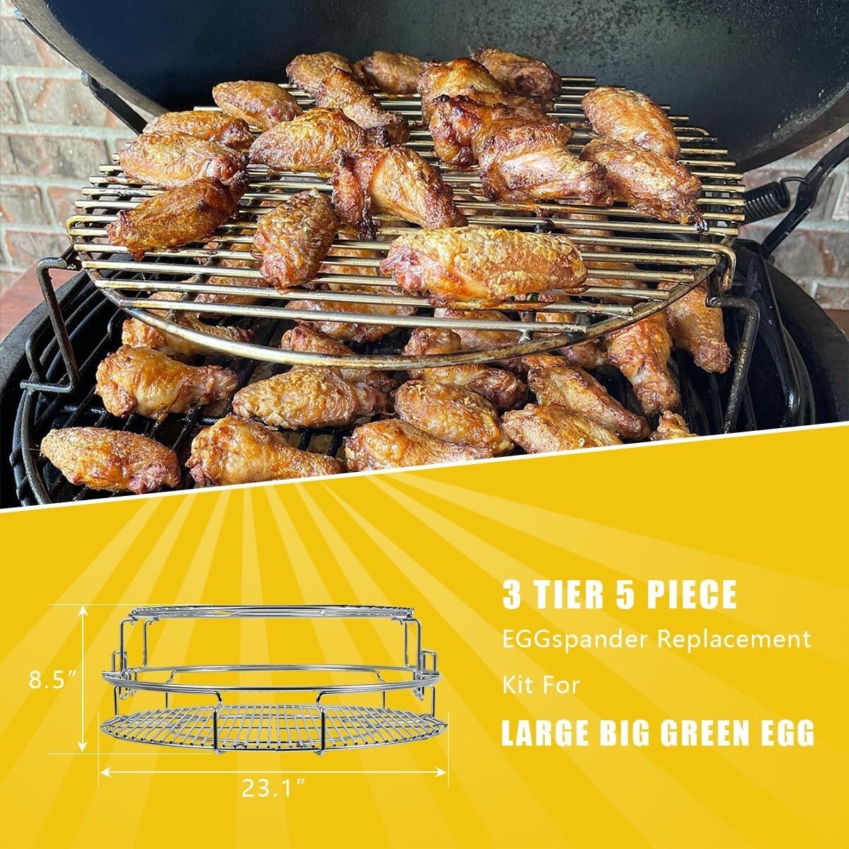 Big Green Egg 5-Piece Replacement Kit with Removable Rack for Enhanced Cooking