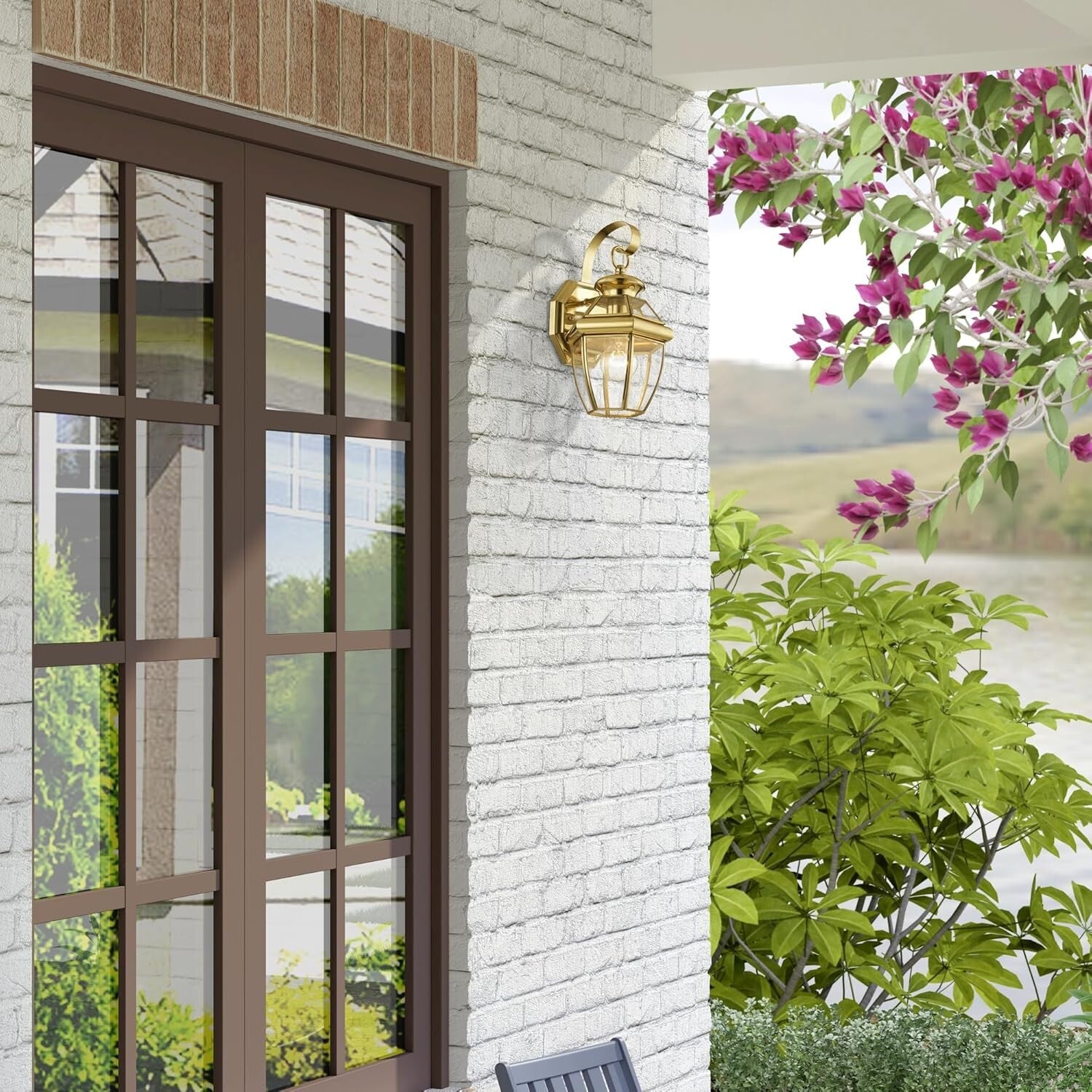 Handcrafted Solid Brass Wall Sconce with Clear Glass Shade for Outdoor Elegance