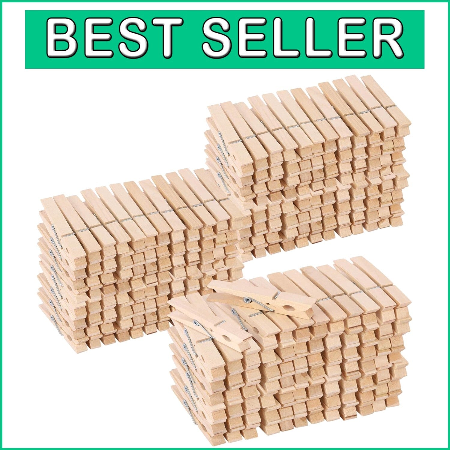 500pcs Heavy Duty Wooden Clothespins for Laundry & Craft Projects - 3 Inches
