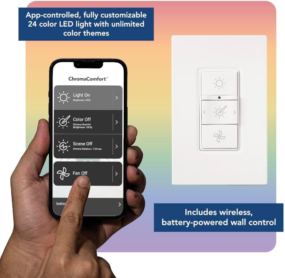 Ultra-Quiet Bathroom Exhaust Fan with Color LED Light & Bluetooth Speaker