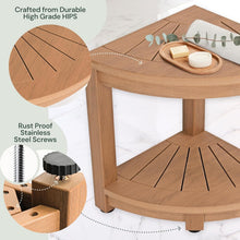 Load image into Gallery viewer, Modern Brown Waterproof Shower Stool with Adjustable Legs and Corner Shelf
