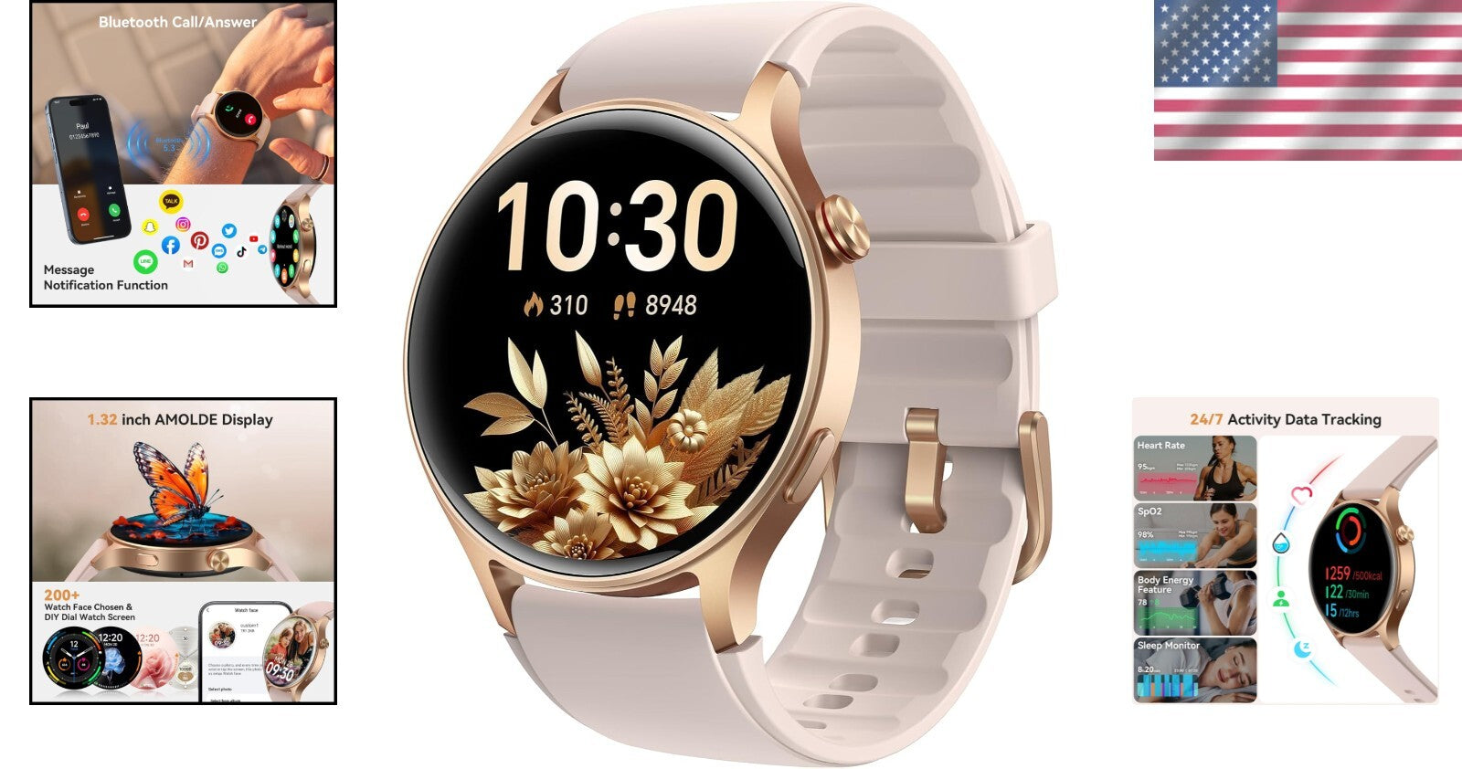 Women’s Smart Fitness Watch - AI Voice Control, Sleep Monitor & Custom Dials