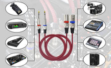 Load image into Gallery viewer, Premium 50FT Nylon Braided Red XLR to 1/4" TRS Cables - Balanced Audio, 2-Pack
