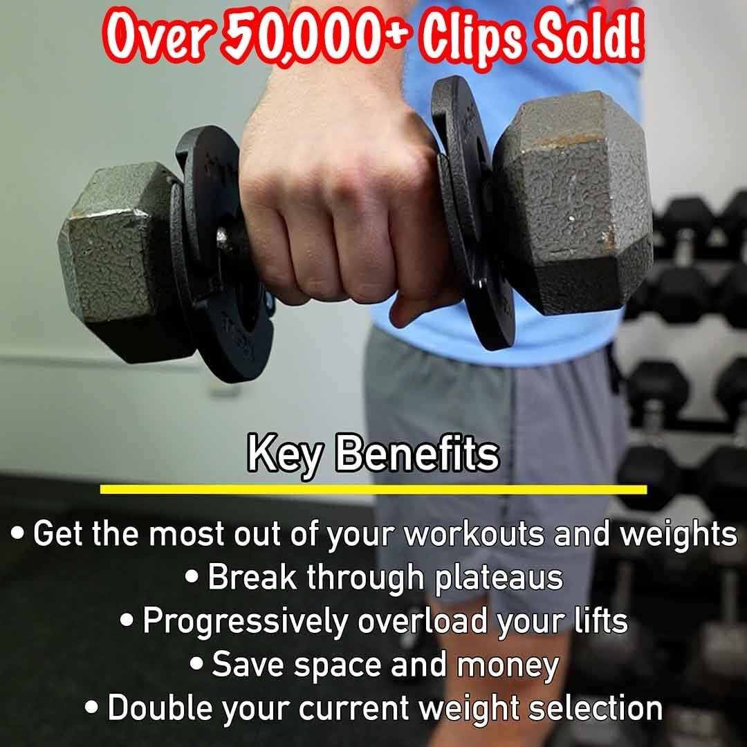 1.25 lb Weight Clips - Boosts Dumbbell Kettlebell Barbell Training with 2.5 lbs
