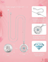 Load image into Gallery viewer, Engraved Rose Flower Compass Necklace for Women - Sterling Silver Gemstone Gift