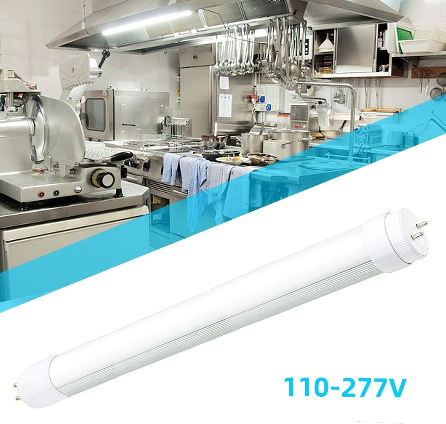 Double-End Input T8 LED Tube Light - 5000K Bright Daylight, 2-Pack, Easy Install