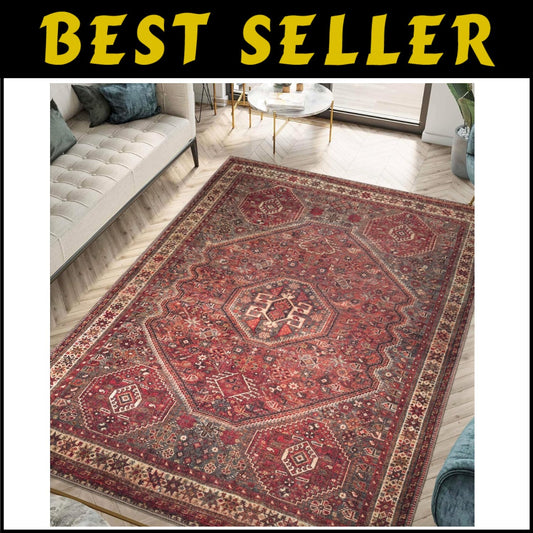 Durable 5x7 Vintage Moroccan Rug - Easy Clean and Non-Slip for Living Spaces