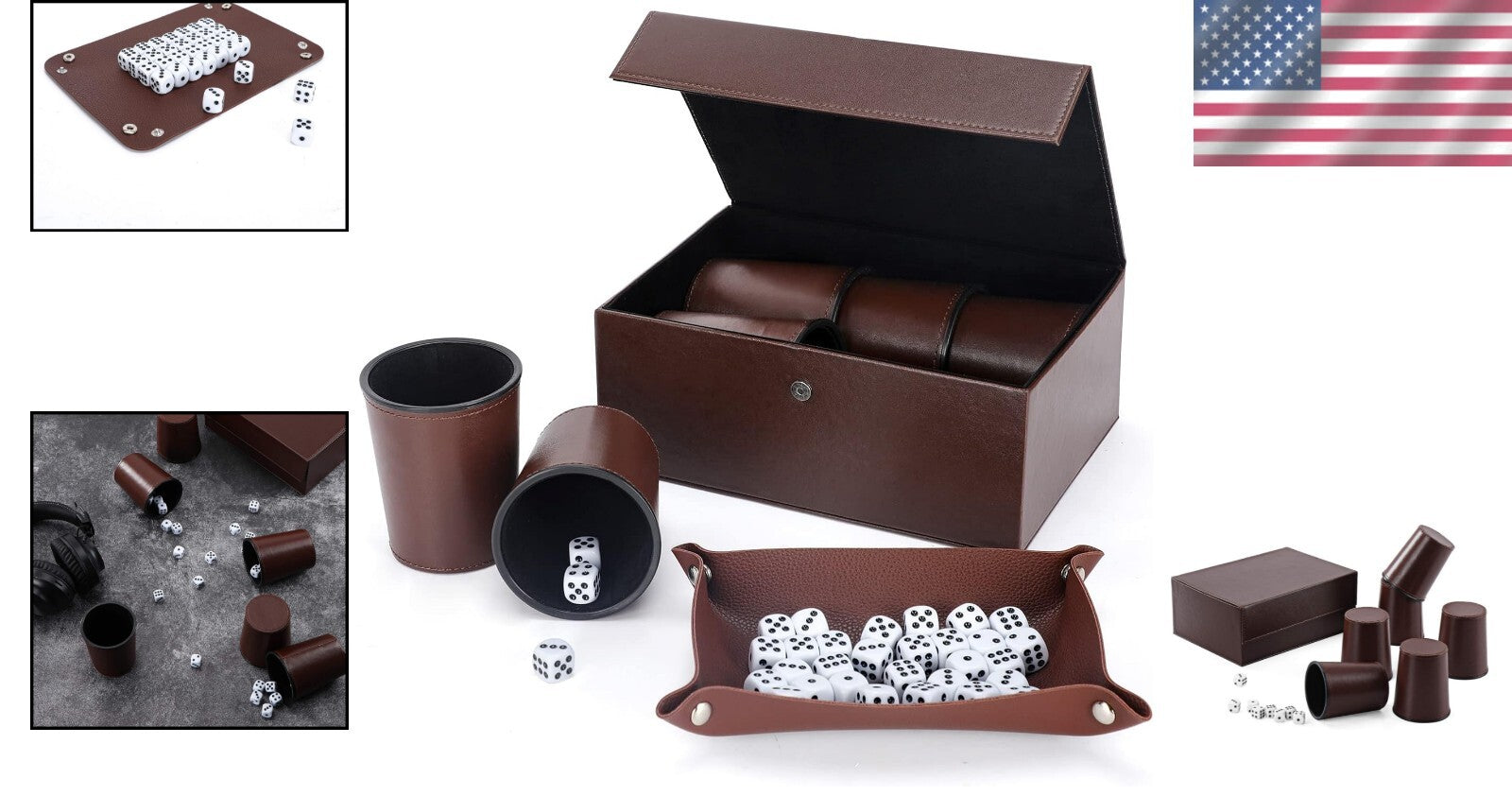Ultimate Leather Dice Cup & Dice Collection: Elegant Case for Travel & Storage