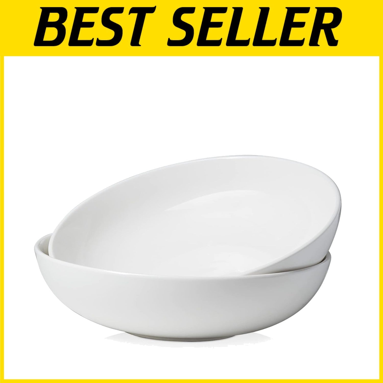 Elegant 11.5" Ceramic Serving Bowls Set of 2 - Microwave & Dishwasher Safe