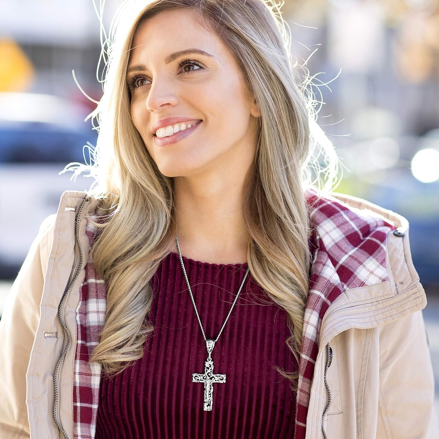 Elegant 24k Gold Crucifix Necklace with Lifetime Replacement Guarantee