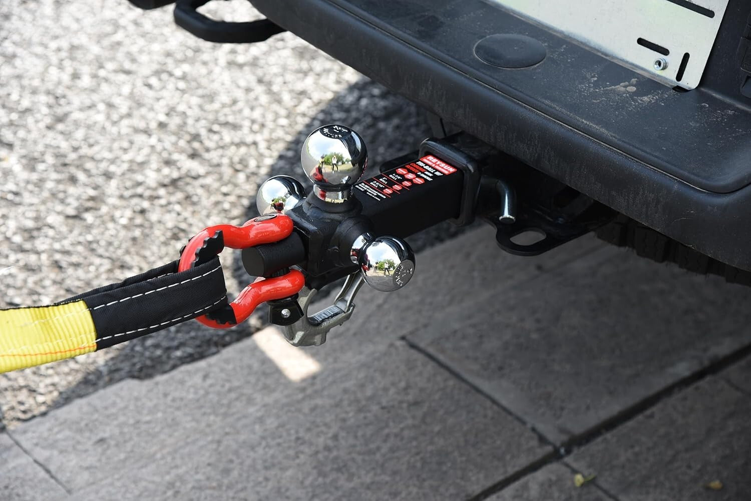 Rotatable Tow Shackle Tri-Ball Hitch - Heavy-Duty with 2" Receiver Compatibility