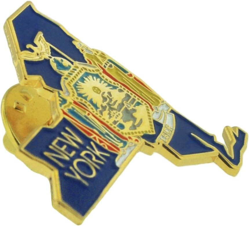 Gold Plated 50 US State Lapel Pins Set - Enamel Finish & Secure Clutch Back
