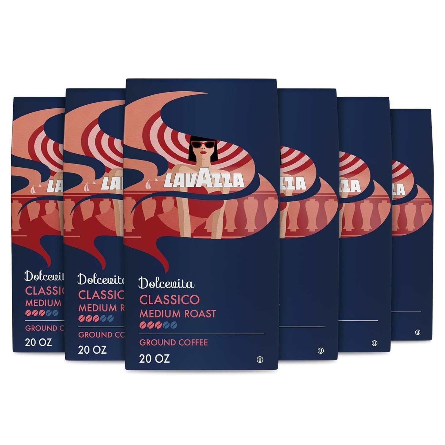 Delicate Medium Roast Ground Coffee - Classico 20 oz Pack of Six Bags, Non-GMO