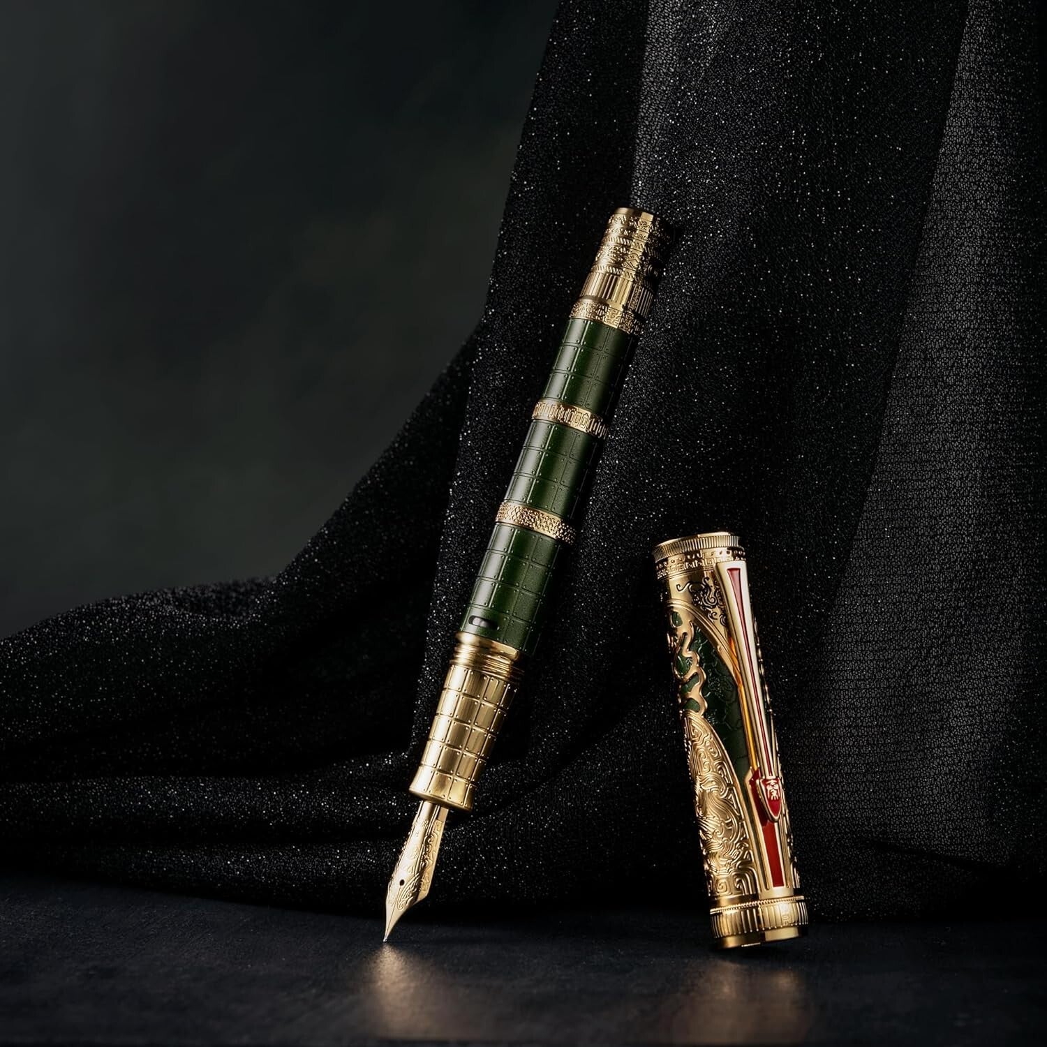 Elegant Metal Fountain Pen with Qin Dynasty Design - Fine Nib and Gift Box