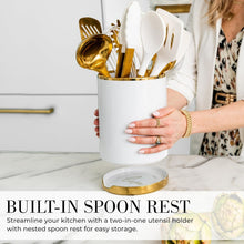 Load image into Gallery viewer, Luxury White Silicone and Gold Stainless Steel Kitchen Utensils Set – 13 Pieces