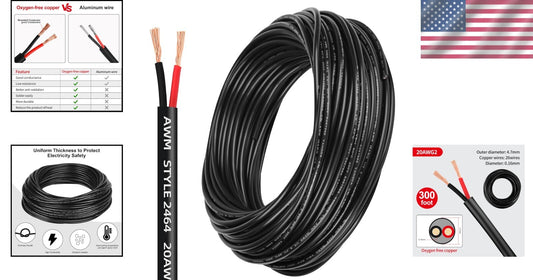 Superior Conductivity 20 AWG Electrical Hookup Wire - Ideal for Low Voltage Uses