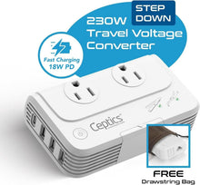 Load image into Gallery viewer, Travel-Ready Voltage Converter - 200W 220V to 110V Adapter with Surge Protection