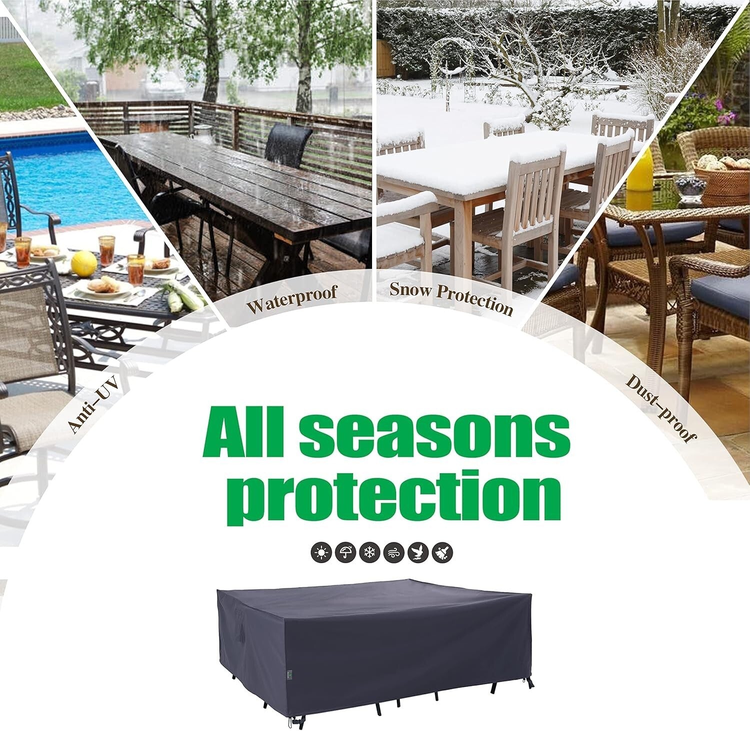 UV-Resistant Extra Large 180"x96"x36" Patio Furniture Cover - Premium Quality