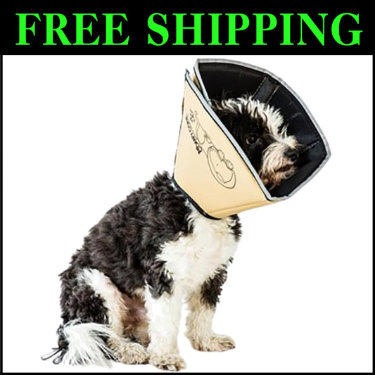 Reversible Tan and Black Pet Cone Collar for Dogs & Cats | Post-Surgery Relief