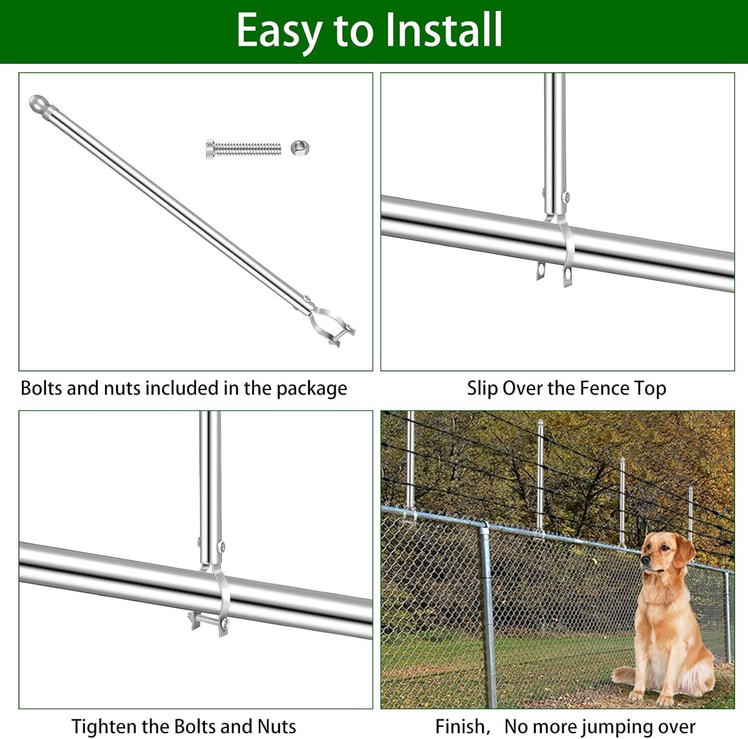 Durable 20" Chain Link Fence Post Extender Set - 9 Pcs in Galvanized Steel