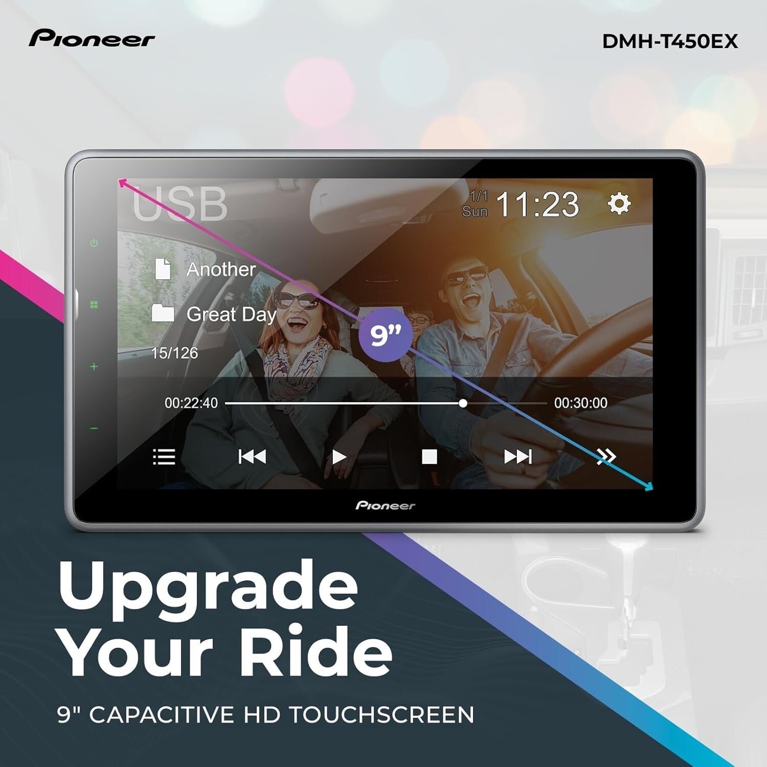Sleek Multimedia Receiver with 9" Touchscreen, Bluetooth & Alexa Integration